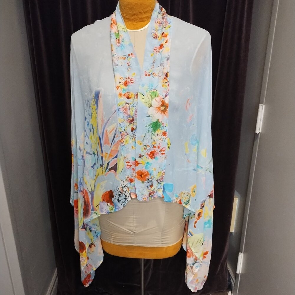 Vismaya Tropical Florals Kimono Shawl